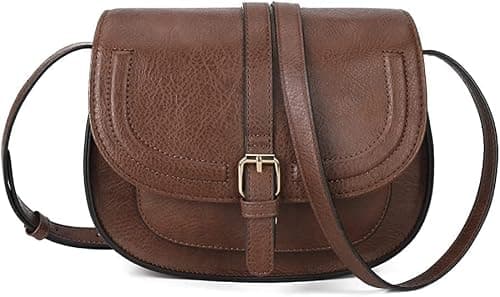 AFKOMST Women’s Crossbody Bag, Small Faux Leather Shoulder Bag for Women, Vintage Saddle Handbag with Adjustable Strap, Ladies Cross Body Bag for Everyday Use — view 3