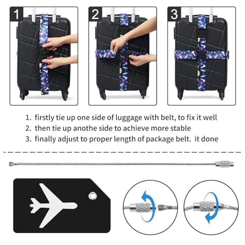 ZOUIQSS 2 Pack Adjustable Luggage Straps,Heavy Duty Suitcase Belts,Luggage Tag Travel Packing Straps with Quick Release Buckle(Colorful Blue Starry Sky) — view 6