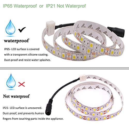 GQL 12V Flexible LED Strip with Switch, 3 m Waterproof 5050 60leds/m Rope Light Blue Ribbon Self-adhesiveTape BackUK Plug Power Adapter Indoor Outside Decor — view 3