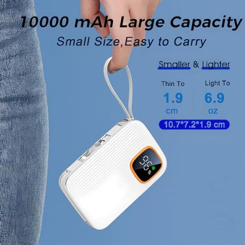 Power Bank Portable Charger with Built-in Cables, 22.5W Fast Charging 20000mah Powerbank, 4 Outputs & LED Display, USB C Battery Pack Compatible with iPhone and Android Smartphones — view 4