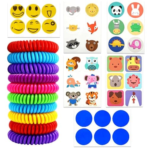 Mosquito Repellent Bracelets, Adjustable Band, Mosquitoes Bracelet, 5 Sheets Stickers, Waterproof Adjustable for Outdoor, Travel, Festivals, for Boys and Girls
