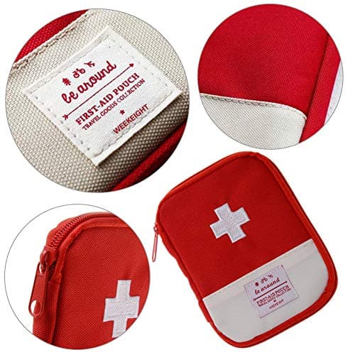 EQLEF Travel First Aid Kit First Aid Bag Empty Mini Medicine Storage Bag First Aid Pouch Small Medical Bag for Car Hiking Camping Outdoor Activities (Red) — view 6