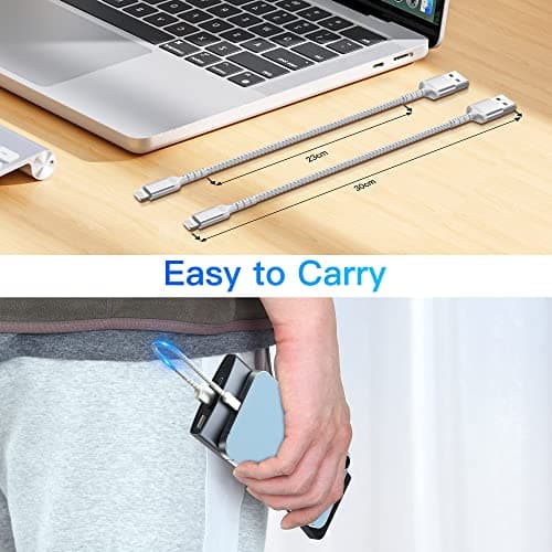 ULIFTUS Short Lightning Cable, 15CM, 2 Pack iPhone Charger Cord — view 3