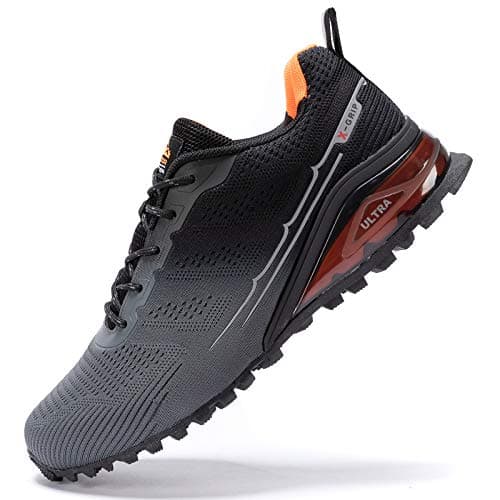 Kricely Trail Running Shoes Mens Breathable Lightweight Trainers Non-Slip Low Rise Walking Shoes（Grey 10）