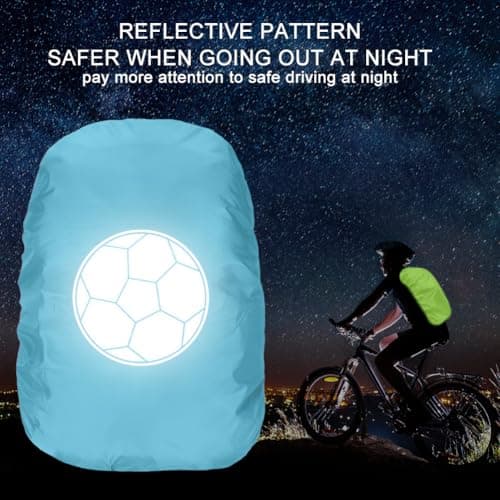 flintronic Waterproof Rain Cover for Backpack, Reflective Rucksack Cover, High Visibility Backpack Cover, Anti-dust, Foldable for Girls, Children, Football Pattern — view 2