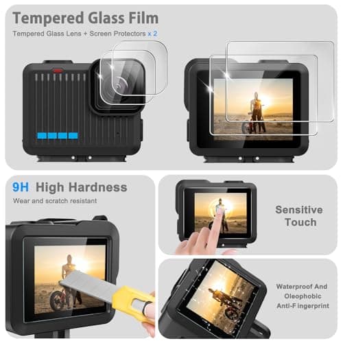 FiTSTILL PU Mini Carrying Case&Silicone Sleeve Rubber Protective Case for Go Pro Hero 4K 2024,Replace Battery Side Cover&Lens Caps&Lanyard&Screen Protectors for Hero4K Action Camera Accessories Kit — view 6