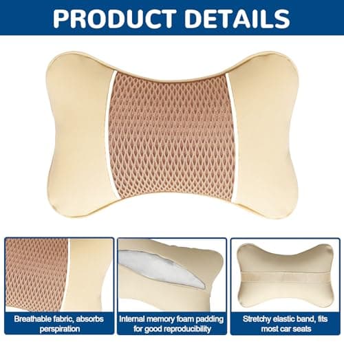 2 Pcs Car Headrest Pillow,Neck Support Pillow for Driving,Car Head Cushion — view 4