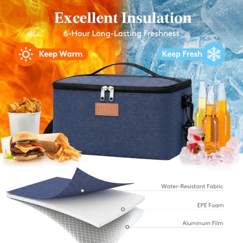 Lifewit 6.4L Insulated Lunch Bag for Men, Waterproof Cool Bag (Dark Blue) — view 3
