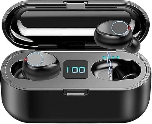 F9 Wireless Earbuds,F9 TWS Bluetooth 5.0 Headset,Touch Control Deep Bass 9D Stereo Sound TWS Bluetooth Earphones with LCD Digital Display&Charging Case,Noise Cancelling Sports Waterproof Headset