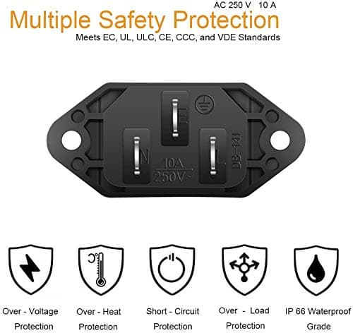 RUNCCI-YUN 10 Pack AC 250V 10A IEC 320 C14 Panel Mount Plug Adapter Power Connector Socket Black Screw Mount 3 Pins Inlet — view 4