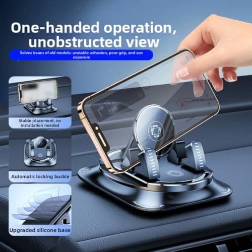BlissfulAbode Car Phone Holder 360° Rotating Dashboard Mount with Strong Suction for Windscreen & Air Vent - Foldable Long Arm Stand for iPhone for samsung 4-7 Inch — view 6