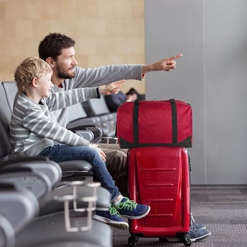 Trail maker 30 Liter, 17 Inch Canvas Duffle Bags for Men and Women -Travel Weekender Overnight Carry-On Shoulder Duffel Tote Bags (Red) — view 6