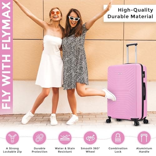 FLYMAX 24" Medium Suitcase 4 Wheel Lightweight Luggage Hard Shell ABS Travel Case Hold Check in Fits 15kg - 20kg Medium Size + 3 Digit Lock + Telescopic Handle 69 Litre Capacity — view 5