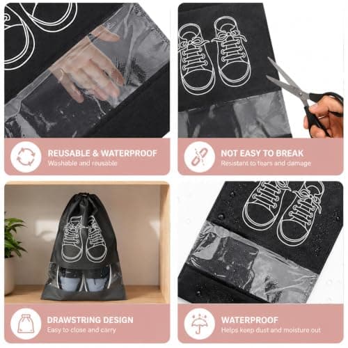 10-Piece Shoe Bags, Large and Medium Shoe Covers, Shoe Bags for Travel,Shoe Bags,Light Grey Travel Shoe Bag Set for Packing and Indoor Dust-Proof Storage — view 4