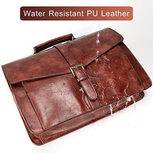 Estarer Mens PU Leather Briefcase Large Laptop Satchel Messenger Shoulder Bag for Work Business Office - Christmas Gifts For Him 17.3 Inch Brown-1 — view 6