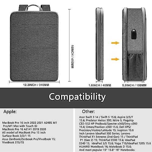 ZINZ Slim & Expandable Laptop Backpack 15 15.6 16 Inch,D01G01 — view 2