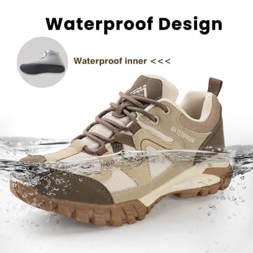 CC-Los Women's Waterproof Outdoor Walking Shoes Non-Slip Lightweight Hiking Beige Size 4.5 — view 4