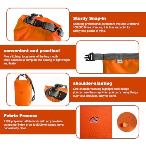 2PCS Waterproof Dry Bag Set, 20L Rucksack Liner, Dry Sack Waterproof Bag — view 3