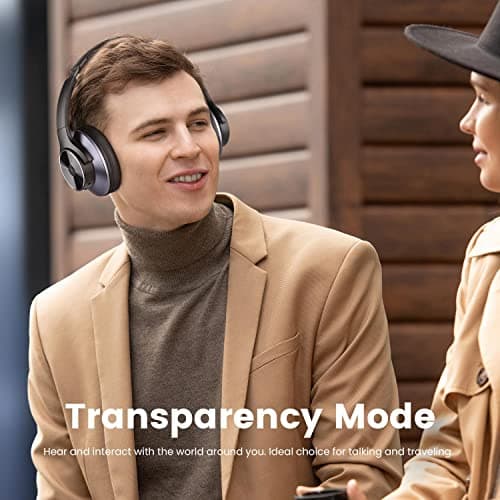 OneOdio A10 Hybrid Active Noise Cancelling Headphones [62 Hrs Playtime] Wireless Bluetooth Over Ear Headphones with Hi-Res Audio, Transparency Mode, Deep Bass, CVC 8.0, for Travel PC Home Office — view 5