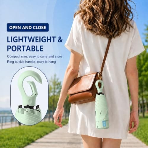 Mini Travel Sun Umbrella with Ring Handle UPF 50+ UV Protection，Yellow — view 5