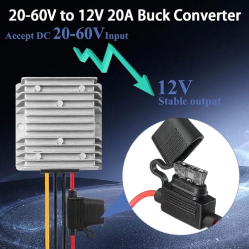 Step Down 12V Power Converter 20A | DC-DC 24V 36V 48V to 12V Voltage Converter Buck Regulator — view 2
