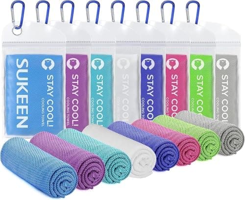 Sukeen Cooling Towel, Cooling Towels 8 pack, Stay Cool Ice Towel, Cool Towel for Instant Cooling Relief, Cooling Towels for Neck, Cold Towel, Gym Towel Men Women Sweat Towels for Gym Sports Towel