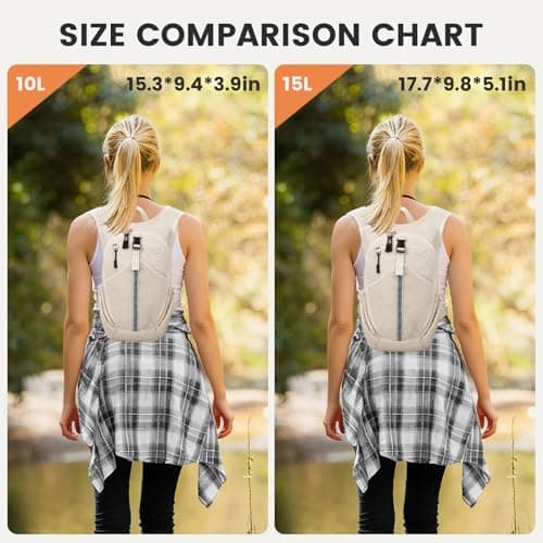 TUIKEN Small Hiking Backpack 15L- Lightweight Packable Foldable Backpack for Travel Camping Outdoor Commute, Compact Rucksack for Women Men(Beige) — view 4