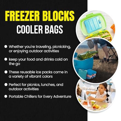 ZOPPER Freezer Blocks 8cm Mini Cooler Bags Assorted Colors Reusable Ice Packs Coolest for Hours Powerful Chillers Lunch Box Travel Picnic and Outdoor Activities Ice Brick Picnic - 12pk — view 6
