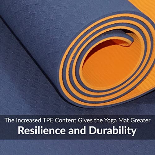 ComFyMat Yoga Mat – Non-Slip Gym Mat for Pilates, Meditation, Fitness Exercise – 183cmx61cmx6mm (Navy/Orange) — view 2