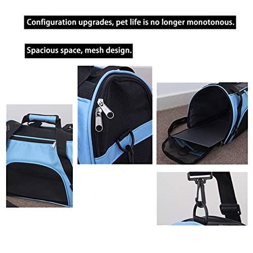 DONYER POWER Soft Sided Pet Carrier for Cats Comfort Airline Approved Under Seat Travel Tote Bag, Travel Bag for Small Animals with Mesh Top and Sides, BLUE — view 3