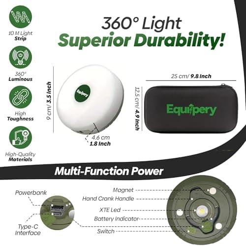 Equipery Camping String Lights with 2-Pack & Carrying Case Option – 33ft (10m) Tangle-Free LED Outdoor Fairy Lights & Tent Lantern | RGB & Warm White, Waterproof (2 Lamps + Carrying Case) — view 3