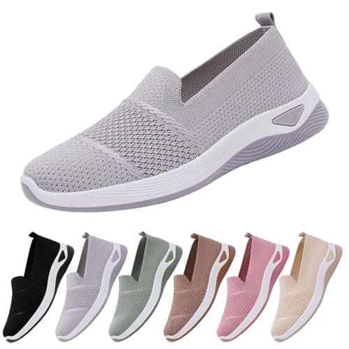 cfpqv Slip On Trainers Women's Orthopaedic Shoes Lightweight Mesh Sports Shoes Breathable Trainers Walking Shoes Gym Fitness Running Shoes Running Walking Road Running Shoes Bequme Slip-On Shoes Size