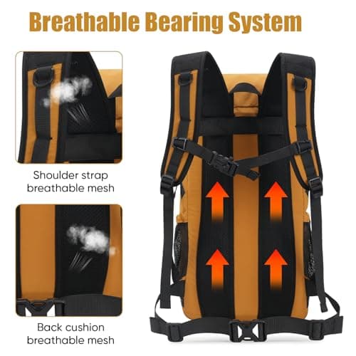 Bseash 30L Lightweight Hiking Backpack, Outdoor Sport Waterproof Travel Bag Daypack for Cycling Climbing Skiing (Yellow) — view 2
