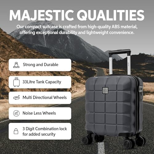 ATX Luggage EasyJet 45x36x20 Approved Underseat Cabin Suitcase Super Lightweight Durable ABS Carry-ons with 4 Dual Spinner Wheels and Built-in 3 Digit Combination Lock (Black, 17.5 Inches, 30 Liter) — view 6