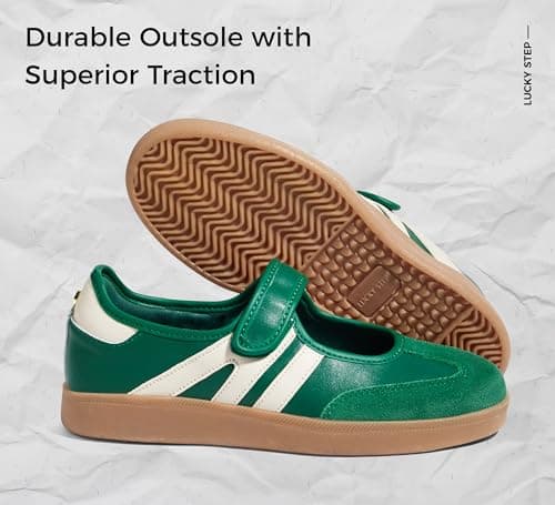 LUCKY STEP Women's Classic Retro Fashion Sneakers Gum Thin Sole Casual Tennis Slip on Flat Loafers Skate Walking Shoes Hook and Loop Footwear (Olive Green, 8US-38EU-5UK) — view 5