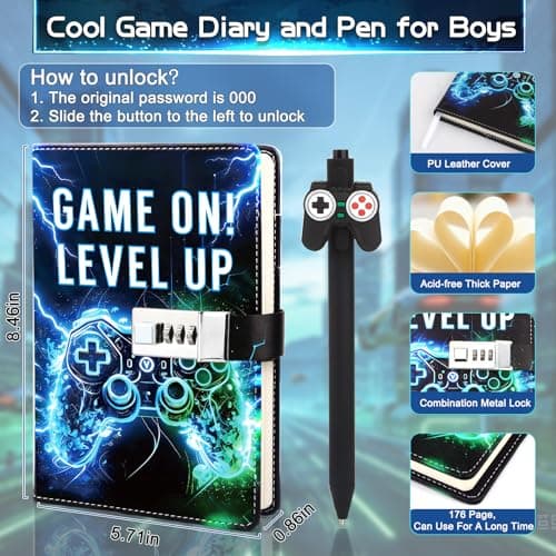 Diary with Lock for Boys, Secret Kids Journal Lockable Diary GAME ON — view 2