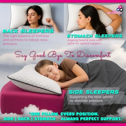 Ultrasonic Quilted Grey Pipiing Hollowfibre Pillows 4 Pack – Luxury Firm & Plump Bed Pillows for Sleeping, Hypoallergenic Down Alternative Bounce Back, Side & Stomach Sleepers, Dust Mite Resistant — view 6