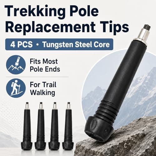 4 Pack Carbon Steel Trekking Pole Replacement Tips M10/M12 for Hiking — view 3