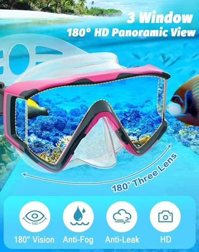 Zeligerstar Snorkel Set Adults, 3 Window Panoramic Mask, Anti-Fog Dry Top — view 2