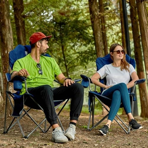 EVER ADVANCED Camping Chairs for Adults Heavy Duty Up to 160kg Blue — view 2