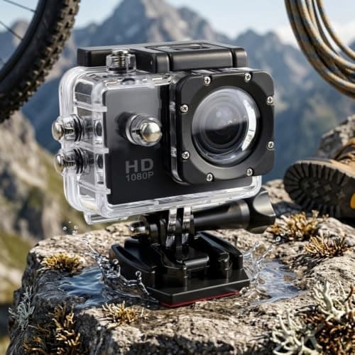 Wusvive 4K Action Camera with WiFi for ultra HD, 30m Waterproof Sports Cam, 170° Wide-Angle Lens, 30fps for Cycling, Travel, Vlogging(Black) — view 4