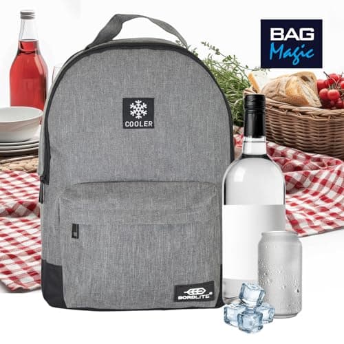 Bordlite Cooler Backpack Insulated Lunch Bag – Leakproof, Water Resistant, Large Capacity Cool Bag for Work, Travel, Picnic, Beach – Thermal Backpack with Pockets & Bottle Holder, 28x15x39cm - Grey - — view 4