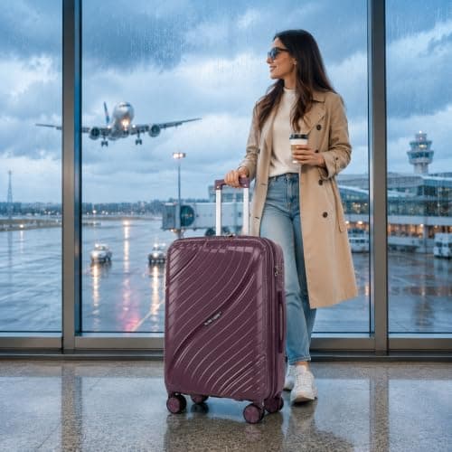 Fly Kite Luggage 28 Inch Large Suitcase 100% Polypropylene Hard Shell with Aluminium Trolley Handle, Real TSA 3 Digit Secure Lock 360° Smooth Wheels Lightweight Suitcase|Purple — view 2