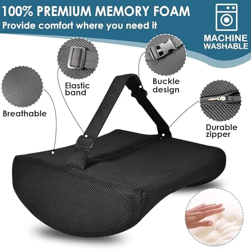 HomDSim Memory Foam Lumbar Cushion Lower Back Support Pillow Posture Correcting Car Seat Home Office Chair (Black) — view 3