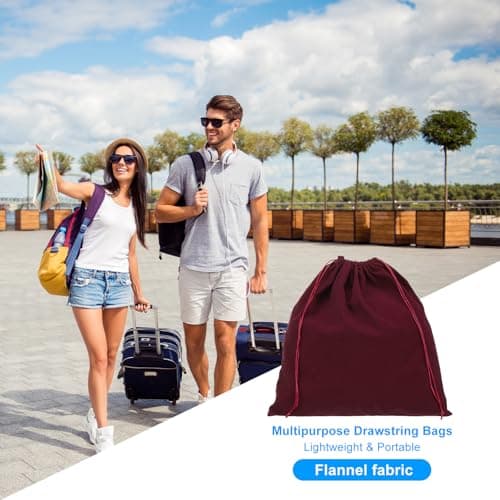 Patikil Velvet Bags With Drawstrings, 3 Pack 14 x 14 Inch Hair Dryer Treat Dust Storage Bags for Travel Luggage Packing, Burgundy — view 5