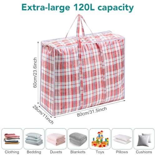 Dntorx 8 Pack XXL 120L Extra Large Laundry Bags With Zip, 80 x 60 x 28 CM — view 2