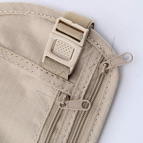 NTEK Travel Money Belt Bag | Secure Money Belt for Travelling | Passport Money Waist Bag | Undercover Hidden Travel Stealth Wallet | Security Pouch Anti-Theft Travel Bag Cash Money Use (Cream) — view 6