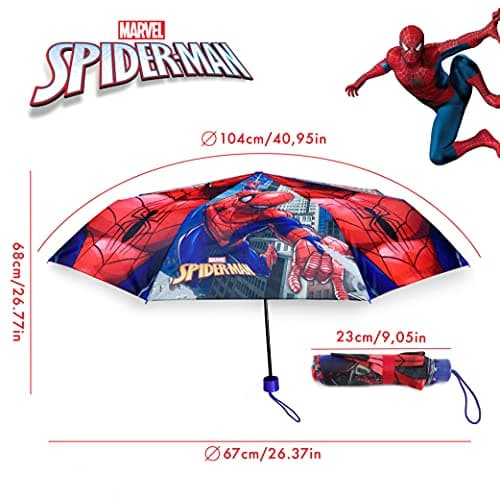 BONNYCO Kids Umbrella Windproof Strong, Spiderman. Compact Umbrella Kids for Bag, Backpack or Travel. Folding Brolly with Reinforced Structure, Mini Pocket Brolly. Original Gifts for Boys Spiderman — view 2