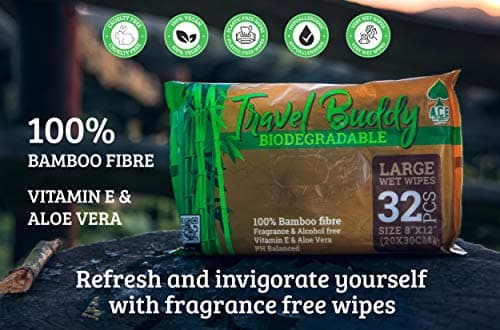 Ace Travel Buddy Large Body Wet Wipes - No Rinse Bath Or Shower Bamboo Wipe - Gym, Travel, Camping, Backpacking, Hiking, Pets, Festival Essentials/Accessories, 32 Wipes(8"X12"/20X30CM) — view 5