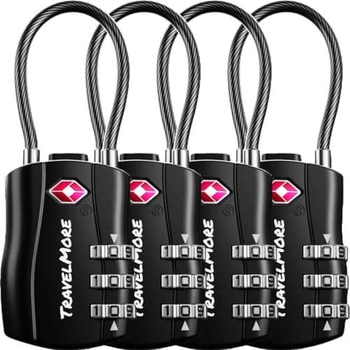 TravelMore Suitcase Locks, TSA Approved Travel Padlocks for Luggage